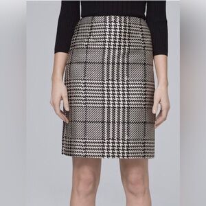 White House Black Market black and white houndstooth print mini skirt size 0P